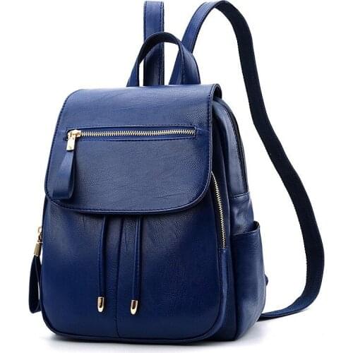 Backpack Zainetto Donna Lady Solid New Backpack In Womens Casual Pu Leather Knapsack Travel Mochila Escolar Masculina