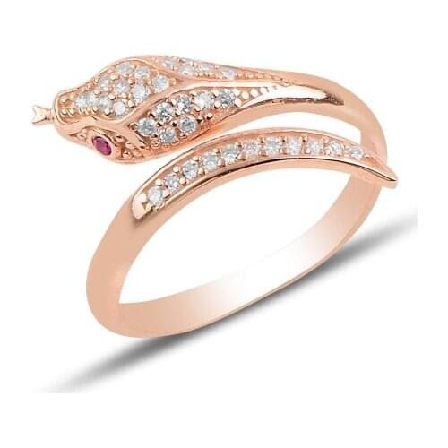 Silver 925 Sterling Zircon Cubic Zirconia Snake Ring