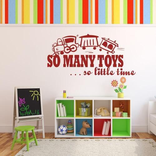 So Many Toys Wall Sticker Nursery Quote Art Decals Playroom Decoration Kids Wall Decal Train Removable Home Decor Mural Z322
