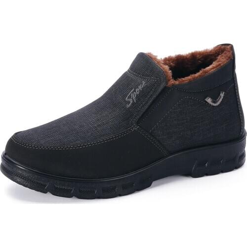 Cloth; Plush Thick Warm High-top Mens Boots; Comfortable Lightweight Non-slip Warm Winter Shoes Large Size 48