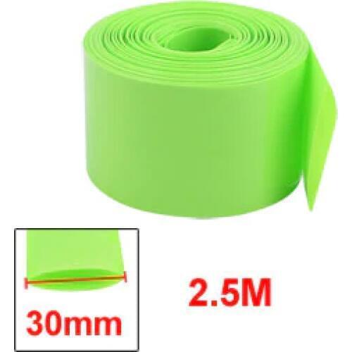 Uxcell 30mm Flat Width 2.5M Length PVC Heat Shrink Tube Green for 18650 Batteries Insulation casing Heat shrink Hot Sale 1PCS
