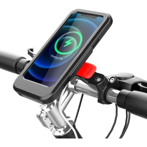 Bicycle Scooter Motorcycle Handlebar Mobile Phone Case Holder Waterproof Bike Wireless Charging Riding Phone Bracket Support Bag