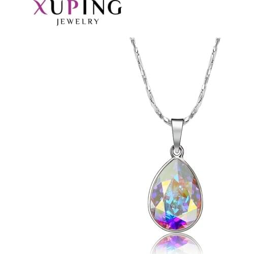 Xuping Jewelry Water Shape Crystal Pendant with High Quality Rhodium Plated for Women Trendy Gifts 30193