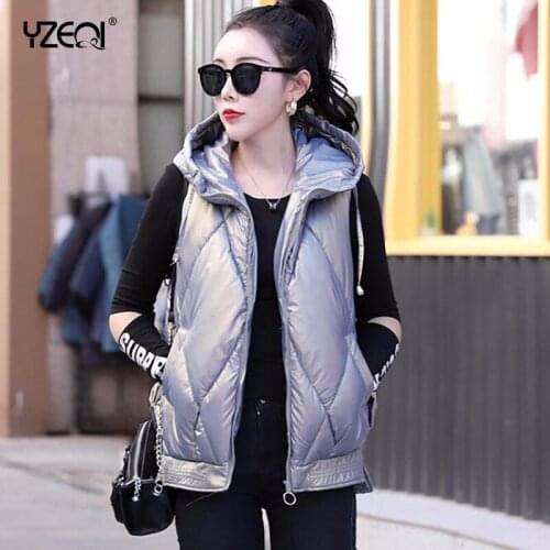 Yzeqi Winter Cotton Padded Jacket Vest Jacket Korean Stand-up Collar Cotton Thick Waistcoat Casual Sleeveless Women Short Vests