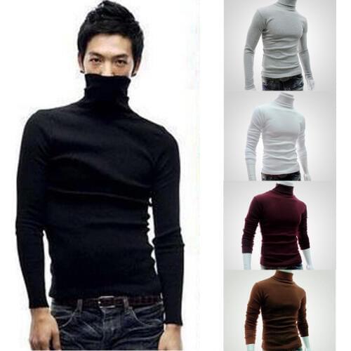 Winter High Neck Thick Warm Sweater Men Turtleneck Brand Mens Sweaters Slim Fit Pullover Men Knitwear Male Double collar