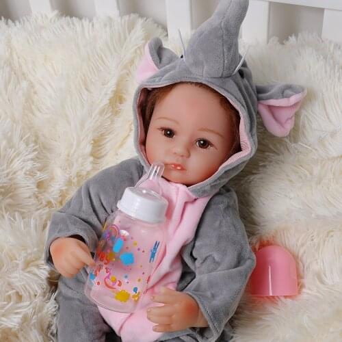 17Inch Bebes Reborn Puppen de Silicone Girls Body 42cm Elephant Doll Toys For Girls Boneca Baby Bebe Doll Best Gifts Toys