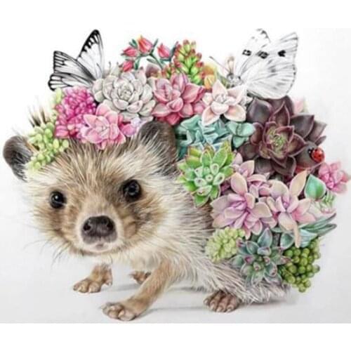 5d DIY Round Diamond Embroidery Hedgehog Succulent Plants Square Painting Cross Stitch 5D Mosaic Kits Home Decoration XN1415