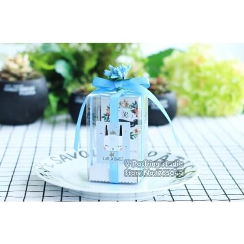 6*6*10cm 7*7*10cm Transparent Box with ribbon, Clear PVC gift boxes, Mini toy drift bottle packing box 100pcs/lot