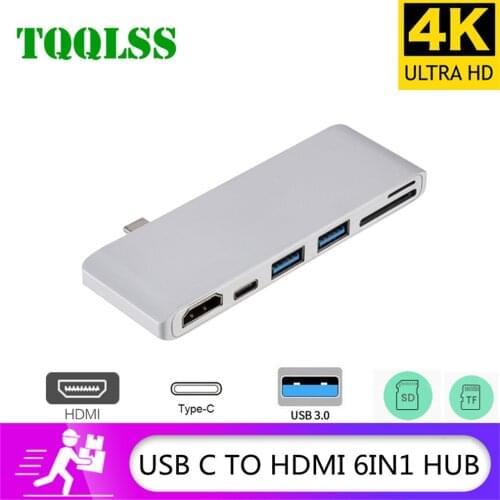 USB c Type-C Hub To HDMI Adapter 4K Thunderbolt 3 USB 3.1 Hub with Hub 3.0 TF SD Reader Slot PD for MacBook Pro/Air/Huawei Mate
