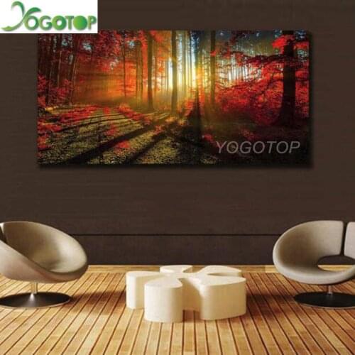 YOGOTOP Large 5D DIY Diamond Painting Sunset Red Forest Tree Landscape diamond embroidery sale Full Rhinestone Art Mosaic YY1136