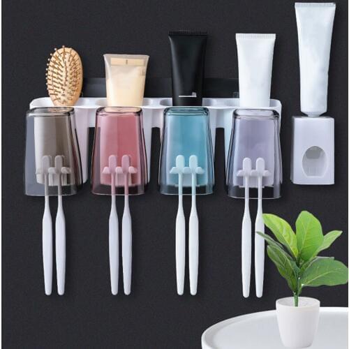 Automatic Toothpaste Dispenser Squeezer Set Toothbrush Holder Cosmetic Storage Rack hair Dryer Rack Bathroom CosmeticStorage Box