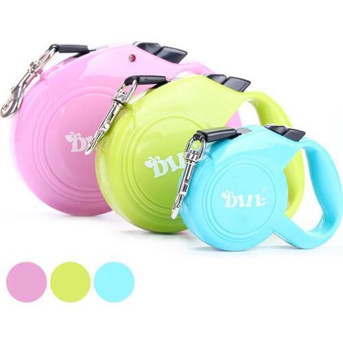 New Strong Dog Retractable Leads 3 Size 3M 4M 5M Pet Automatic Adjustable Collar Leashes Candy Color Pets Supplier Free Shipping