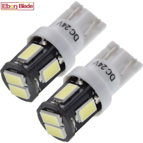 2Pcs 24V 24 Volt Truck T10 194 168 W5W Car LED Light Bulb 5630 6SMD White 6000K Side Wedge Marker Clearance License Plate Lamp