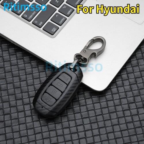 Carbon Fiber ABS Car Key Case Key Cover for Hyundai I30 Ix35 KONA Encino Solaris Azera Grandeur Ig Accent Santa Fe Palisade