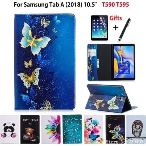 Case For Samsung Galaxy Tab A A2 2018 10.5 inch T590 T595 T597 SM-T590 Cover Funda Tablet Fashion painted Stand Shell +Film+Pen