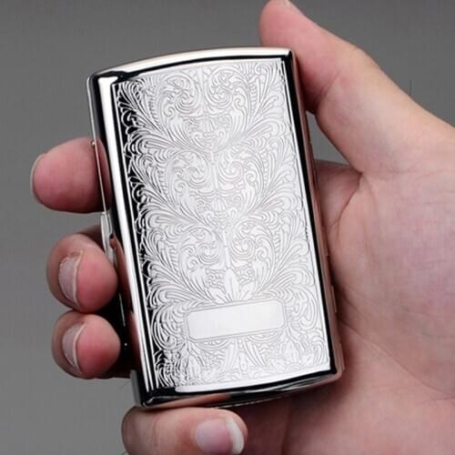 Pure Copper Printed Flower Cigarette Case Hold for 12pcs/20pcs Cigarettes Storage Box Smoking Tools Smoke Humidor Tobacco Case