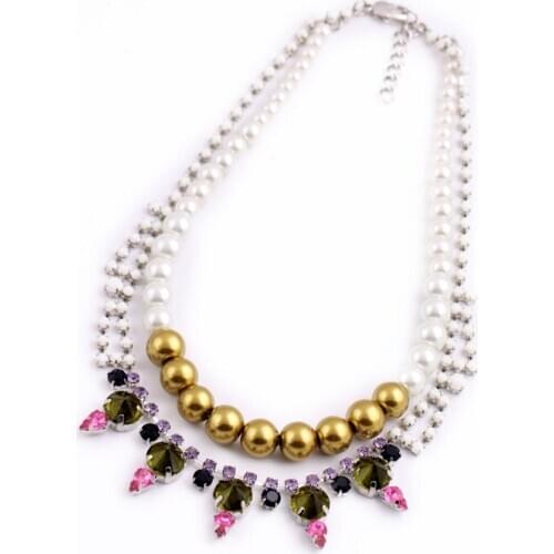 Deluxe Layered Simulated Pearl Chains Captured Necklace Designed For Queen Of Fashion Party