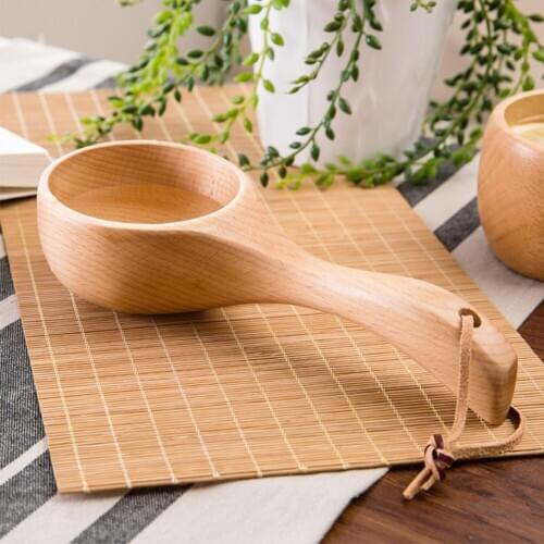 Japanese Style Wooden Water Scoop Hanging Soup Scoop For Kitchen Tea House Food Tray Bathroom Sauna Scoop