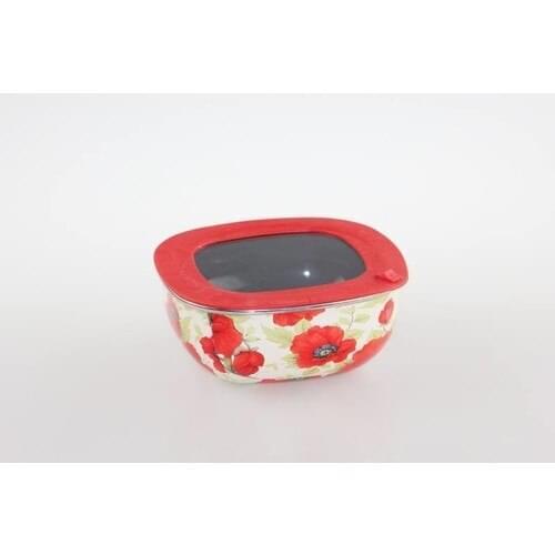 Ancel Enamel Round Square Storage Container 19*19*9 cm