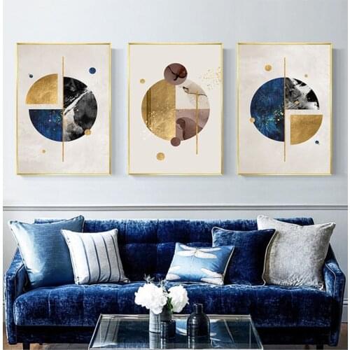Geometric Patterns Abstract Round Nordic Modern Wall Art Picture Canvas Painting for porch Living room hanging painting Decor