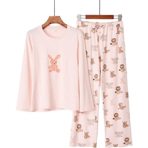Cotton Pajamas Sets Female Japanese Style Fashion Cartoon Cute Loose Modal Homewear домашние штаны New Women Casual Nightshirt