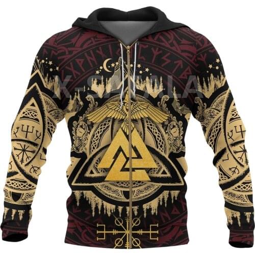 X-Safala Viking Odin Raven Celtic 3D All Printed Hoodie Man Women Harajuku Outwear Zipper Pullover Sweatshirt Casual Jacket
