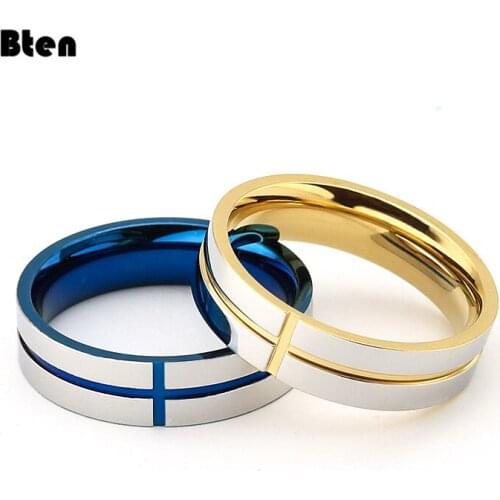 Bten 6mm Tungsten Carbide Cross Wedding Rings Groove Cross Promise Rings Free Laser Engraving
