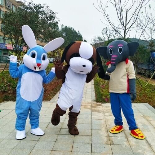 Dog/Rabbit/Elephant Mascot Costume Furry Suits Party Fursuit Cartoon Dress Outfits Carnival Halloween Xmas Easter Ad Clothes