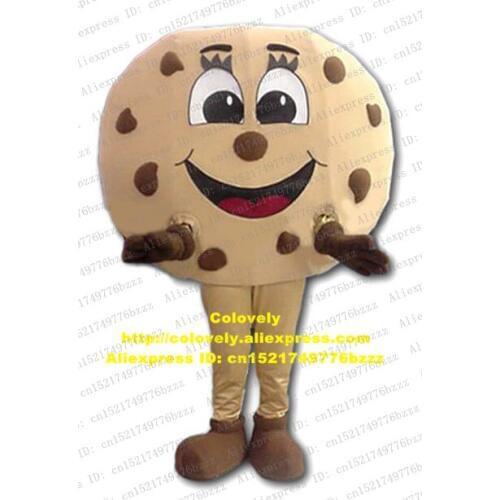 Lucky Brown Biscuit Cracker Cookies Cooky Butterie Mascot Costume Food With Round Big Face Red Heart Shaped Tongue No.8835 FS