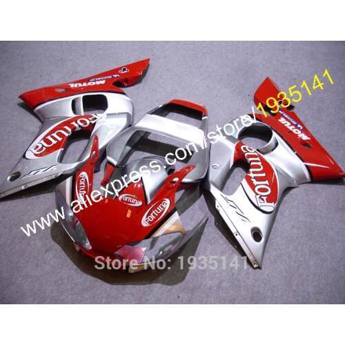 Hot Sales,YZFR6 98 99 00 01 02 For Yamaha Fairings YZF R6 Red Sliver YZF-R6 Motorbike Bodywork Cowling Kit (Injection molding)