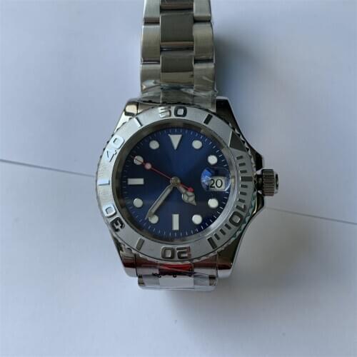 Watch Automatic Movement Stainless Steel Mens 40MM Sapphire Crystal BOMAX MARINA Luminous Hands Silver Steel Bezel 04