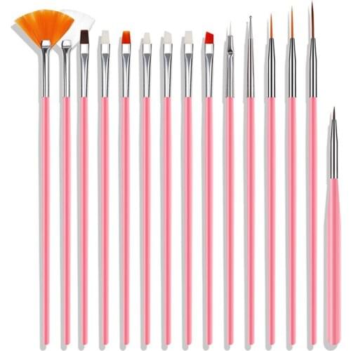 15PCS Professional Nail Art Brush Set For Manicure Rhinestone Acrylic Paint Brushes Kit UV Gel Polish Nails Lining Pen Gradient