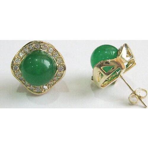 Genuine Natural Green Jade Earring AAA