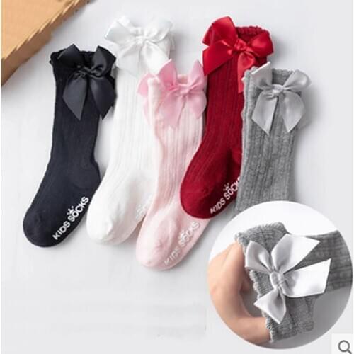Newborn baby knee high socks bowknet pricess mesh cut sock Toddler Girl Spring and Autumn Sock Baby Bow Cotton Socks