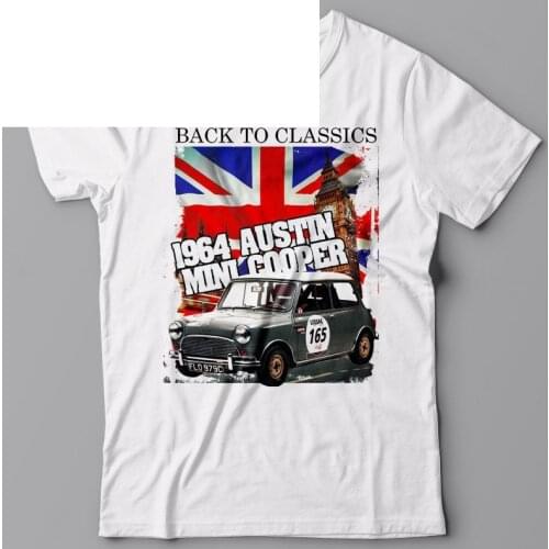 Slim Fit Top Shirts for Men Funny Graphic T-Shirt Back To Classic - 1964 Austin Mini Cooper Union Jack Flagcustom Made T Shirts