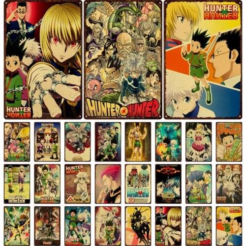 Popular Classic Japanese Anime Tin Signs Hunter X Hunter Poster Home Decoration Retro Wall Art Metal Plaques 20X30Cm