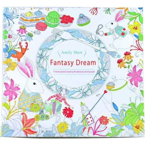 1pc 24 Pages Hand-Painted Coloring English Wallpaper Fantasy Dream Child Adult Reduce Stress Kill Time Student Drawing Book