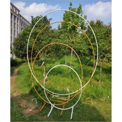 Circle wedding props birthday decor wrought iron round ring arch backdrop round arch lawn artificial flower row stand wall shelf