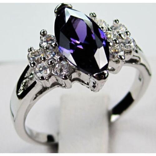 Luxury Male Female Purple Red Black Stone Ring Simple Finger Ring Wedding Band Promise Engagement Rings For Women