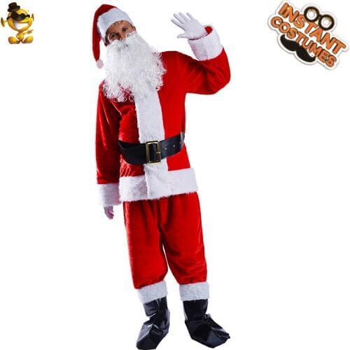 Christmas Cosplay Adult Mens Deluxe Santa Claus Costume Carnival Decoration Christmas Clothing Party Fancy Dress Up for Male