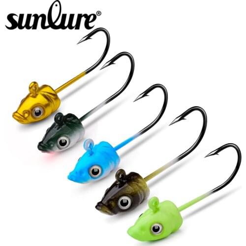 Sunlure 50pcs/lot Fishing Hooks 3.5g 5g 7g Jig Head Multicolor Fishhooks Soft Lure Worm Barbed JIG head Hook Fishing Tackle