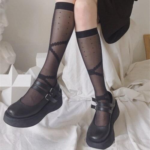 Sexy lace high knee socks long socks women transparent High elastic stockings Kawaii socks