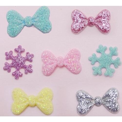 50Pieces Snowflake Fructose Gold Powder Crown Ribbon DIY Brooch Hair Bow Accessories Materials Clothes Home Decoration Handmade