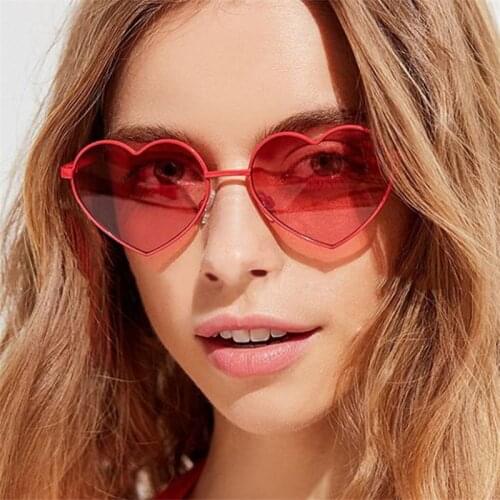 Heart Shaped Sunglasses metal Women Fashion LOVE Clear Ocean Lenses Sun Glasses Oculos UV400