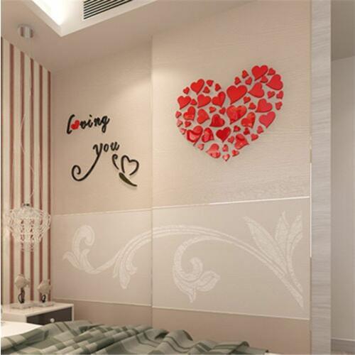 Modern DIY 3D Never Fade Mirror Love Decor Quote Flower Environment-friendly Wall Stickers Decal Home Art Decoration