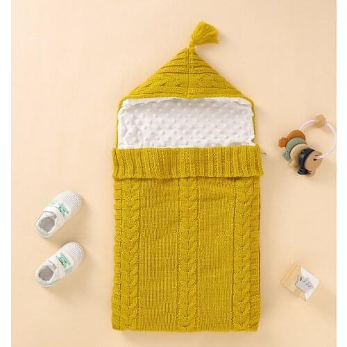 Baby Sleeping Bag Knitted Newborn Girls Boys Stroller Wrap Swaddle Super Soft Toddler Infant Sleep Sack Warm Gowns Solid 75*35CM