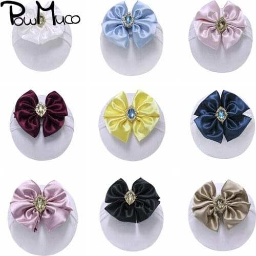 Powmuco 1 PCS Super Soft Satin Bowknot Toddler Headband Comfortable Elastic Nylon Hairband Baby Headwear Clothing Decoration