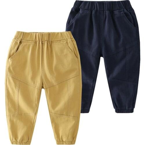 Loose Boys Cargo Pants Cotton Elastic Waist Childrens Fall Spring Trousers Kids Clothes