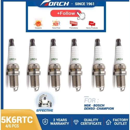 Lots Alternative Torch Spark Plugs 5K6RTC Replacement Bosch +8 Champion OE002 Denso 5302 AC Delco AC5 NGK BCPR6ES Brisk D15Y