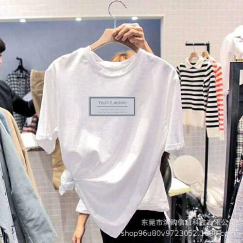 Fashion Women Cotton O Neck Short Sleeve Summer T-shirt Womens 2021 New Korean Loose Size Fat Mm Half Sleeve T-shirt